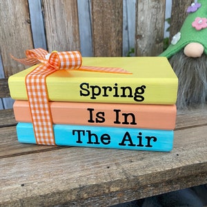 Spring, Flowers, Mini Book Stack, Decorative Book, Housewarming Gift, Tiered Tray Decor, Shelf Sitter