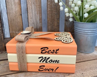Best Mom Ever Wood Book Stack, Tiered Tray Decor