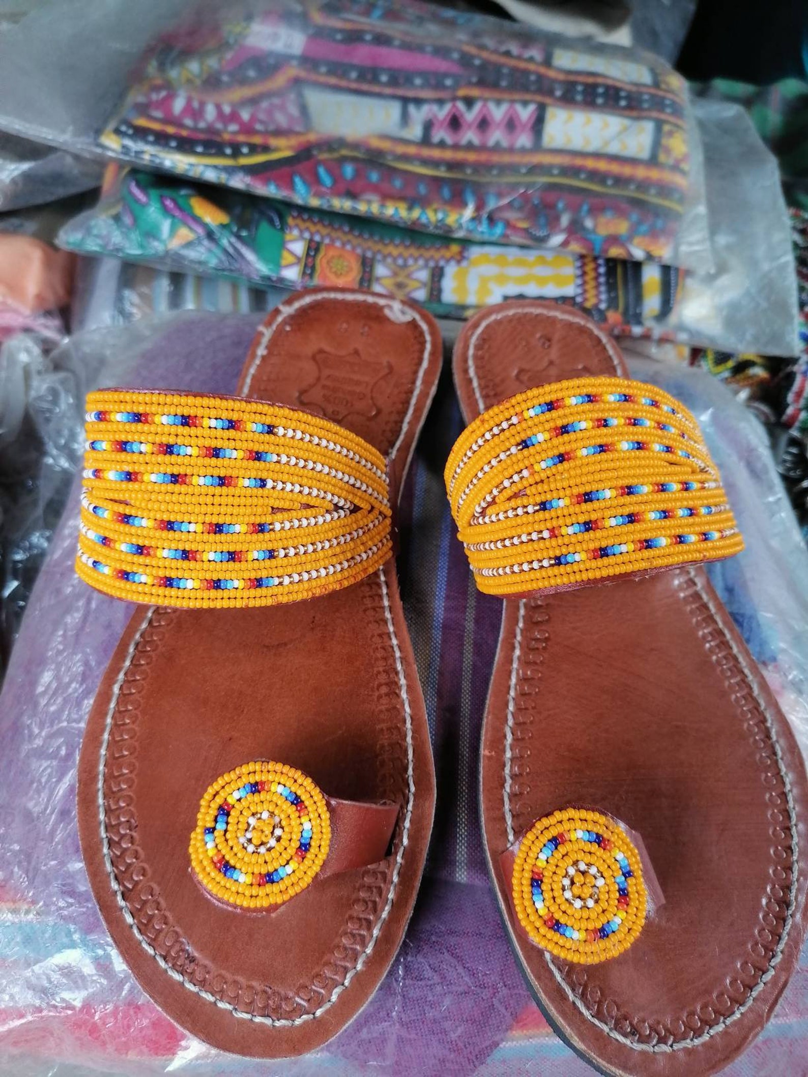 Beautiful beaded sandal beaded sandals Ankara sandals Etsy