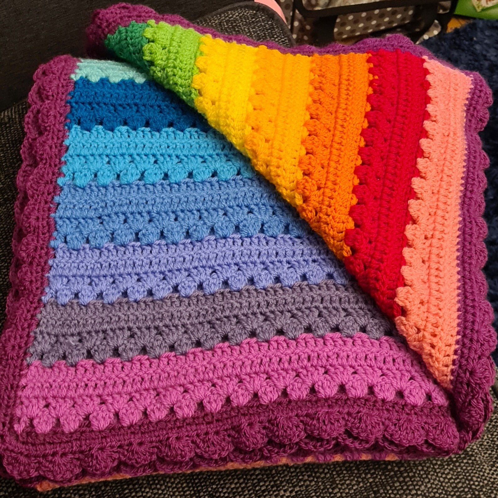Rainbow Crochet Blanket Etsy UK