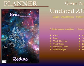 Undated Zodiac Digital Planner | Monthly, Weekly Calendar (PDF)