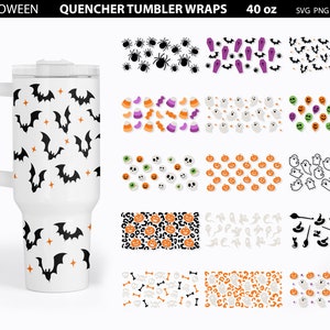 Halloween Stanley Cup avvolge Svg, Halloween Wrap SVG, Spooky SVG, 40oz Tumbler Wrap, Etichette per bottiglie di Halloween, Halloween SVG, Quencher Tumbler