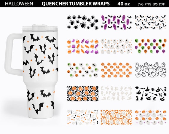 Halloween Stanley Cup Wraps Svg, Halloween Wrap svg, Spooky svg, 40oz Tumbler Wrap, Halloween Bottle Labels, Halloween SVG, Quencher Tumbler