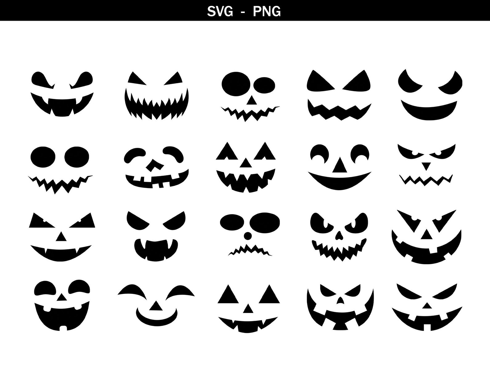 Pumpkin Face SVG PNG Jack O Lantern Faces Scary Halloween - Etsy