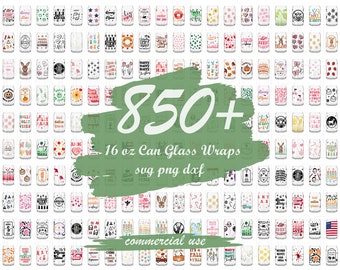 Libbey Glass Can Wraps Bundle, 16oz Can Glass Svg, Christmas Svg, Halloween Svg, Valentines Svg, Coffee Can Glass Svg, Libbey Glass Wraps Png