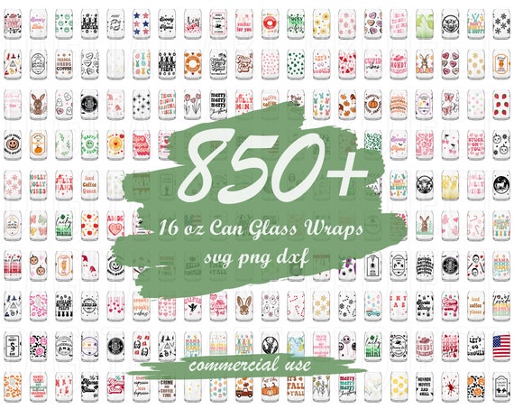 Libbey Glass Can Wraps Bundle, 16oz Can Glass Svg, Christmas Svg, Halloween Svg, Valentines Svg, Coffee Can Glass Svg,Libbey Glass Wraps Png