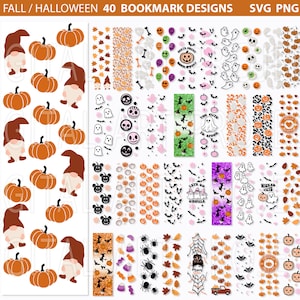 Puede incluir: Un conjunto de 40 dise&ntilde;os de marcap&aacute;ginas imprimibles con temas de oto&ntilde;o y Halloween. Los dise&ntilde;os incluyen gnomos, calabazas, fantasmas, murci&eacute;lagos, ara&ntilde;as, ma&iacute;z dulce y m&aacute;s. Los dise&ntilde;os son perfectos para agregar un toque festivo a tus libros.