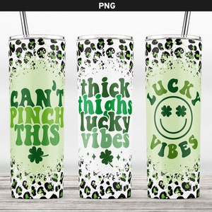 Dia de São Patrício Cheetah 20oz Skinny Sublimation Tumbler Design Arquivo PNG, Lucky Tumbler, Coxas Grossas Lucky Vibes, Não Pode Beliscar, Leopardo, PNG