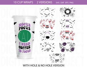 Halloween Cup Wrap Svg Bundle, Horror svg, Halloween svg, Spooky svg, Coffee Cup Wrap,Halloween Wrap svg, Full Wrap svg, Venti Cold Cup 24oz