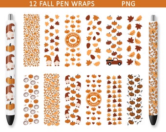 秋のペンラップバンドル、ペンラップpng、ノームpng、カボチャpng、秋png、ハロウィンpng、エポキシペンラップ、ペンラップバンドル、インクジョイペンラップ