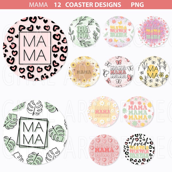 Mama Car Coaster, Mother's Day Car Coaster png, Loved Mama, Mama Keychain png, Car Coaster Sublimation, Mothers Day Coaster,Mama Sublimation