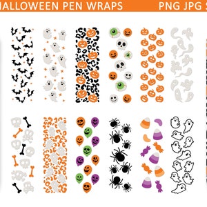 Halloween Pen Wraps Bundle, Pen Wraps svg, Halloween svg, Pumpkin svg, Spooky svg, Epoxy Pen Wraps, Pen Wrap Bundle, Ink Joy Pen Wraps