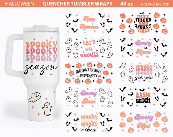 Halloween Stanley Cup Wrasp Svg, Cute Halloween svg, Basic Witch, Spooky Mama, Spooky svg,40oz Tumbler Wrap, Halloween SVG, Quencher Tumbler