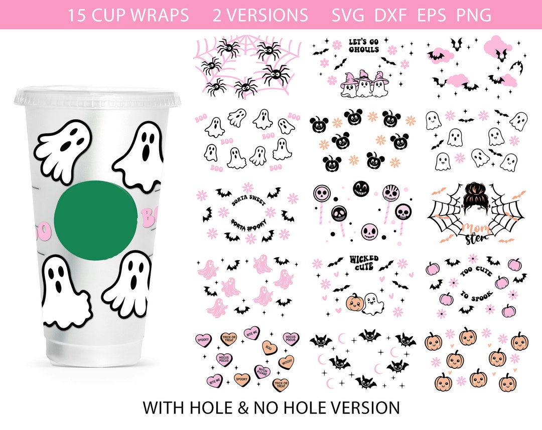 Halloween Cup Wrap Svg Bundle, Halloween Svg, Momster Svg, Cute ...