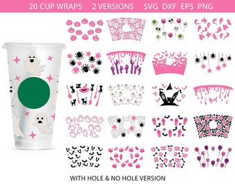 Cup Wrap Svg Bundle, Halloween Wrap svg, Halloween svg, Spooky svg, Cute Halloween svg, Coffee Cup Wrap, Venti Cold Cup 24oz, Cute Cold Cup