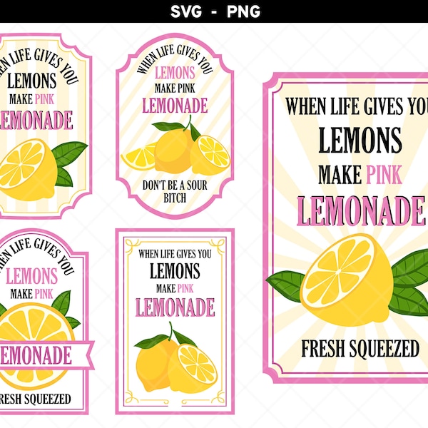 When Life Gives You Lemons svg, When Life Gives You Lemons Make Pink Lemonade, Make Lemonade png, Lemon Label, Fresh Squeezed Lemons svg png