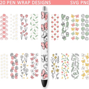 Spring Pen Wraps SVG, Pen Wraps Bundle, Epoxy Resin Pens, Lie Art Svg, Sublimation Png, Waterslide, Butterfly Svg, Epoxy Pen Wraps, Ink Joy