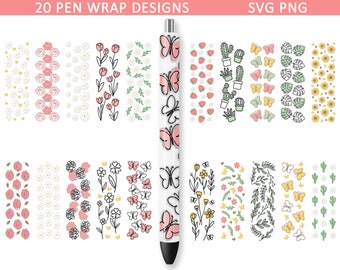 Spring Pen Wraps SVG, Pen Wraps Bundle, Epoxy Resin Pens, Lie Art Svg, Sublimation Png, Waterslide, Butterfly Svg, Epoxy Pen Wraps, Ink Joy