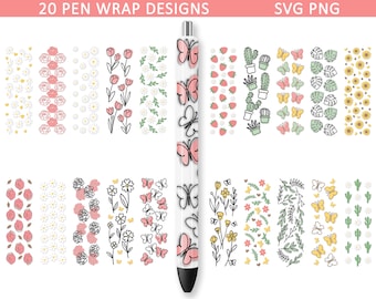 Spring Pen Wraps SVG, Pen Wraps Bundle, Epoxy Resin Pens, Lie Art Svg, Sublimation Png, Waterslide, Butterfly Svg, Epoxy Pen Wraps, Ink Joy