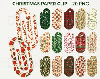 Marcapáginas gigante navideño (PNG), Marcapáginas (PNG), Clip de papel (PNG), Clip navideño, Sublimación navideña, Clip gigante de Papá Noel