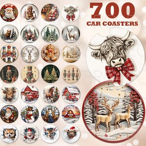 以下が含まれることがあります： クリスマスをテーマにした丸い車のコースター24個セット。コースターは、ジンジャーブレッドマン、雪だるま、トナカイ、牛、ナッツクラッカーなど、さまざまなデザインが特徴です。コースターは、車にフェスティブな雰囲気を加えるのに最適です。