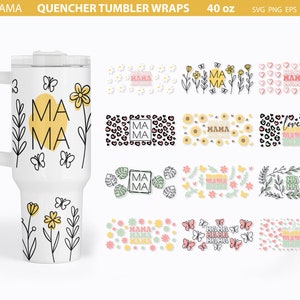 Mama Stanley Tumbler Wrap Bundle, Quencher Tumbler, 40oz Tumbler Wrap, Mama Wrap svg, Mama svg, Mothers Day Svg, Mom SVG, Butterfly line art