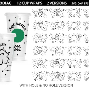 Leo Starbucks Cold Cup No Hole SVG PNG Dxf No Gap Star Sign Zodiac Stars  Mystical Full Wrap Cutting File 24oz Astrology Venti Cup Digital