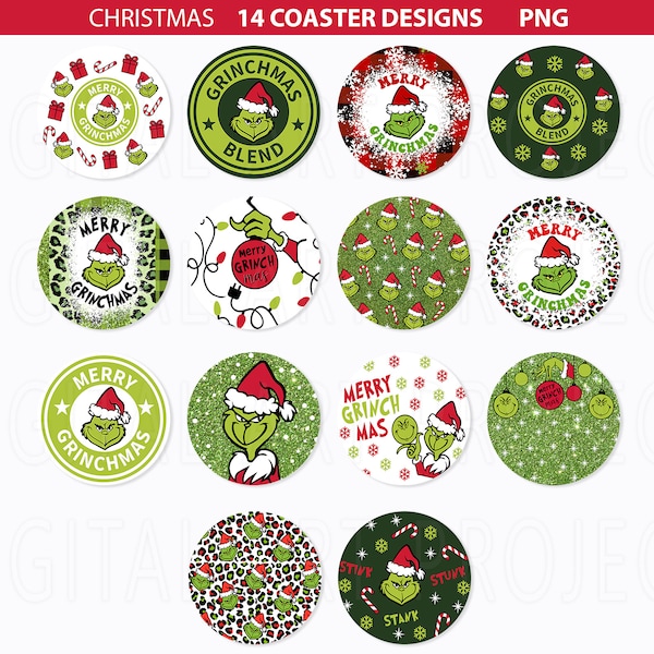 Christmas Car Coaster png, Green Face Car Coaster, Green Face Png, Christmas Keychain png, Christmas Coaster, Christmas Sublimation Design