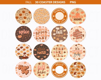 Fall Car Coaster, Autumn Car Coaster png, Fall Keychain png, Car Coaster Sublimation, Fall Vibes png, Fall Sublimation, Pumpkin Spice Png