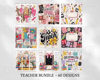 Teacher Tumbler Wrap PNG, 20oz Skinny Tumbler PNG, Teacher Sublimation Design, Back To School Gift PNG, 20oz Skinny Sublimation Tumbler