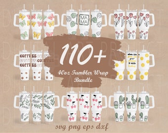 Stanley 40oz Wrap Bundle, Quencher Tumbler, 40oz Tumbler SVG, Mama SVG, Floral SVG, Coffee SVG, Leopard, Valentines SVG, Stanley Sublimation