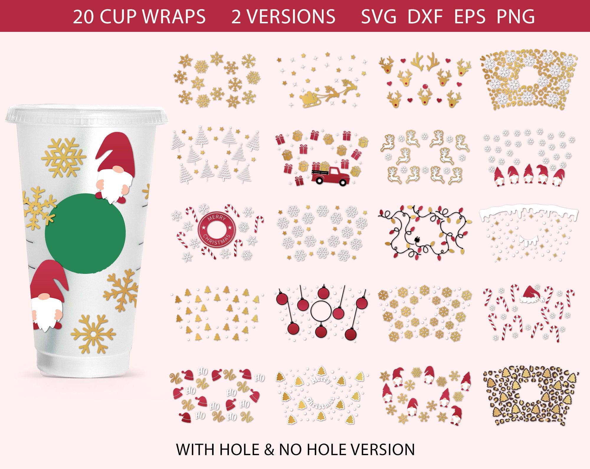 Cup Wrap Svg Bundle Coffee Wrap Christmas Svg Christmas Svg - Etsy