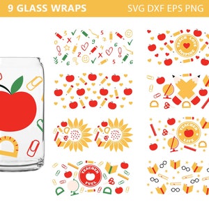 Can Glass Wrap Bundle, Teacher Can Glass Wrap svg, Teacher Can Glass Wraps, Teach Love Inspire svg, School Can Glass svg, Can Glass svg