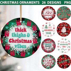 Christmas Ornament Png, Christmas Png, Ornament Sublimation, Merry Christmas, Christmas Round Ornament, Glitter Ornament, Buffalo Pattern