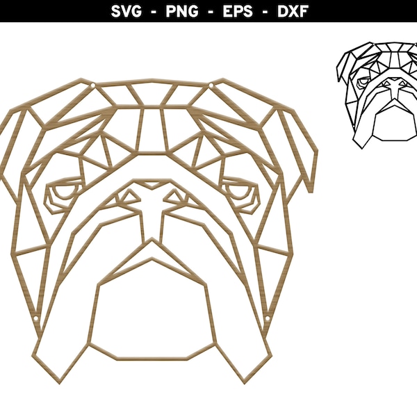 Bulldog Geometric svg, English Bulldog svg, Dog Cut File, Bulldog Laser Cut Design, Polygonal Bulldog svg, Origami Dog svg png eps dxf pdf