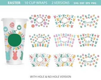Pacote de xícara de Páscoa svg, Páscoa Svg, Peeps Svg, Páscoa Coffee Wrap svg, Coffee Full Wrap svg, Easter Cup Wrap Svg, Bunny Svg, Venti Cold Cup 24 onças