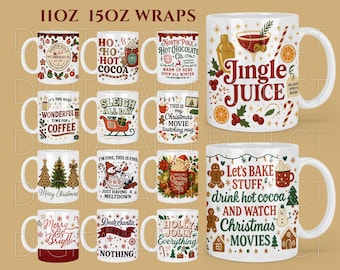 Weihnachtstasse Wrap PNG, Süße Weihnachtstasse 11oz 15oz, Weihnachtsfilm Tasse Png, Weihnachts Aquarell, Weihnachtsverpackung, Heiße Schokolade, Nordpol Png