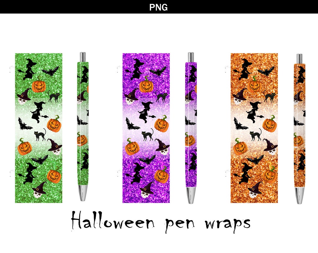 Bundle Halloween Pen Wraps, Glitter Pen Wrap, Pen Wraps Svg Png, Trick ...