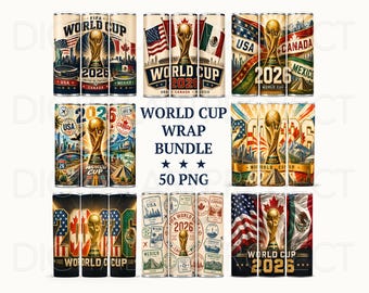World Cup 2026 Tumbler Wrap Bundle PNG, 20oz Football Tumbler Sublimation, Soccer USA Mexico Canada, Football 20oz Tumbler Wrap Png