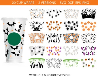 Halloween Cup Wrap Svg Bundle, Halloween svg, Pumpkin svg, Spooky svg, Coffee Cup Wrap, Halloween Wrap svg, Full Wrap svg, Venti Cold Cup 24oz