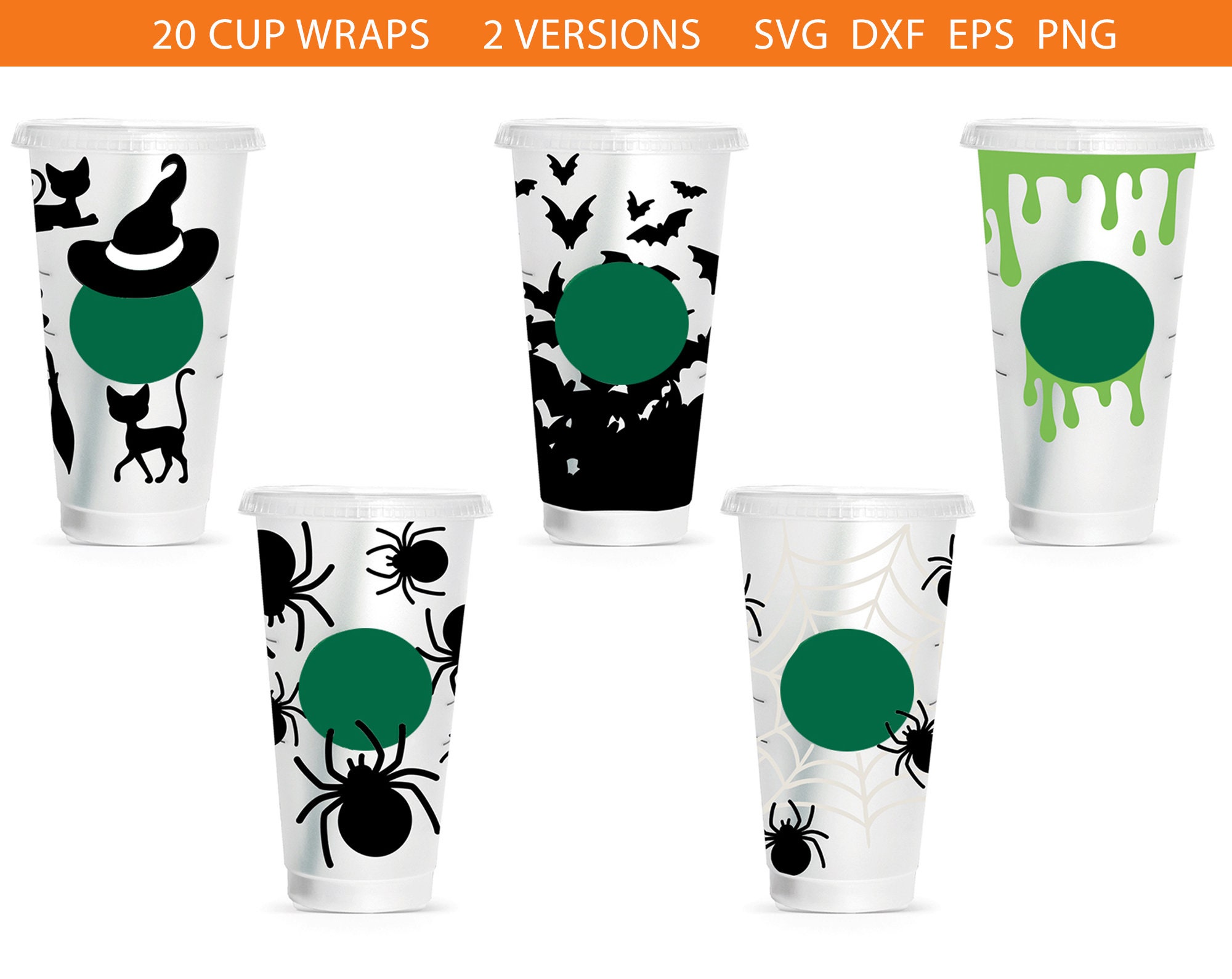 Halloween Cup Wrap Svg Bundle Halloween Svg Pumpkin Svg - Etsy