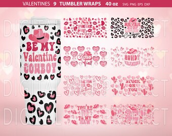 Valentines Stanley Tumbler Wrap 40oz SVG, Pucker Up Cowboy SVG, Western SVG, Valentines SVG, Cowboy, Quencher Tumbler, Valentines Sublimation