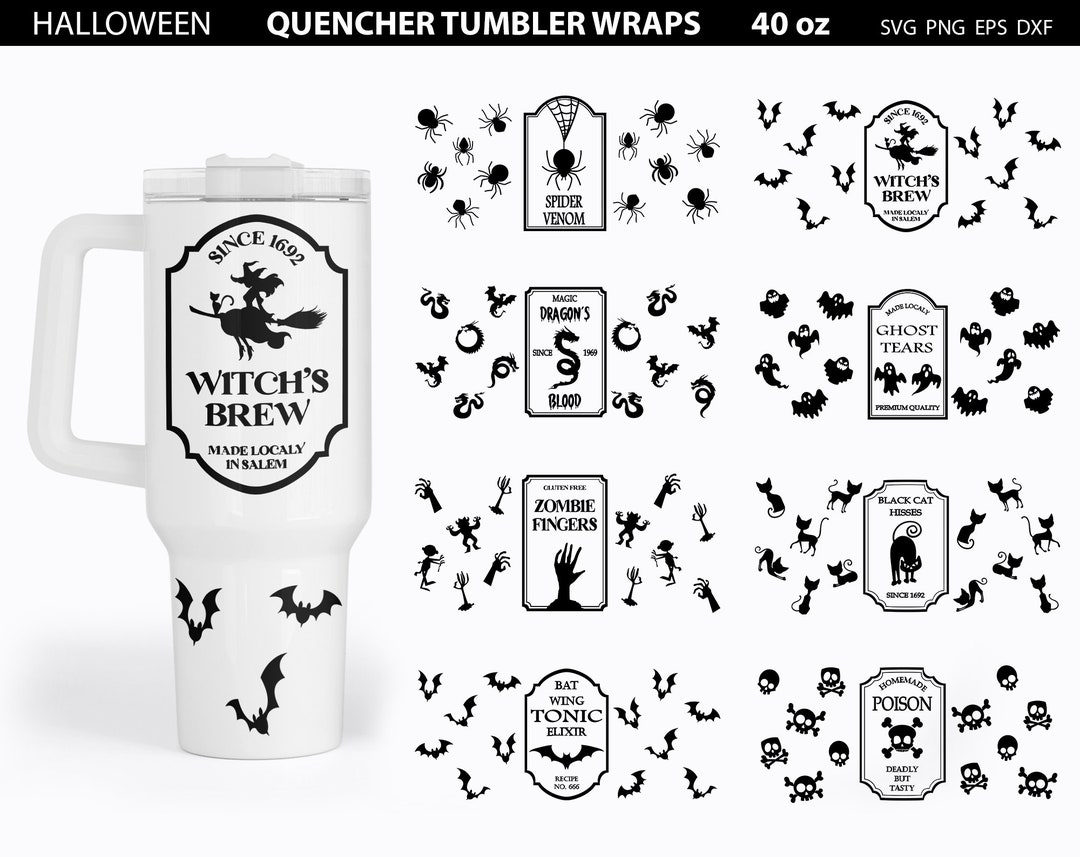 Halloween Tumbler Wraps Svg Bundle Potion Labels Svg Etsy