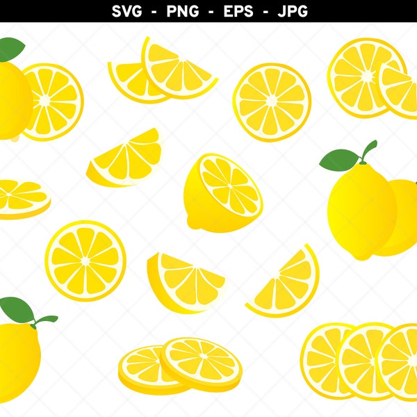 Lemon svg Bundle, Lemon Slice svg, Lemons svg, Lemon Cut File, Summer Fruit svg png eps jpg