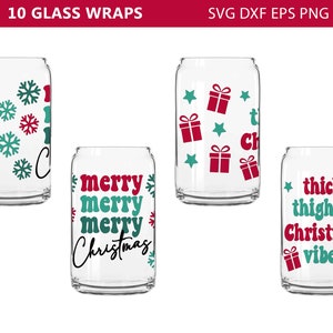 Can Glass Wrap Bundle, Christmas Can Glass Wrap Svg, Christmas Svg, 16 ...