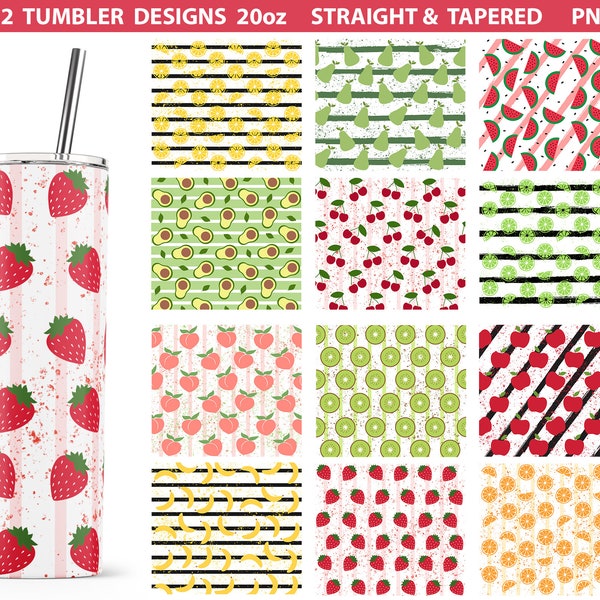 Tumbler 20oz Designs Bundle PNG, Fruits Tumbler Sublimation png, Fruits Waterslides, Impression d’été, Fraise png, Étiquette Citrons, Étiquette Rétro png