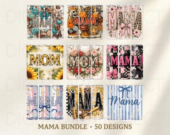 Mama Tumbler PNG Bundle 20oz Skinny Tumbler Wrap, Mom Sublimation Designs, Floral Mama PNG, Mothers Day Tumbler Design,Mama Digital Download