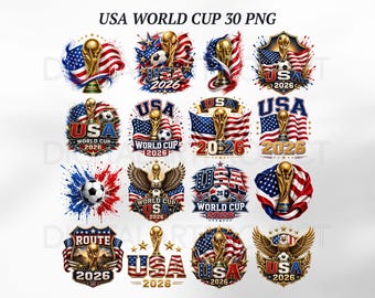 USA World Cup 2026 Png Bundle, American Soccer Football Png, USA Fan Graphics, Team USA Trophy Designs, Usa Clipart, Football Sublimation