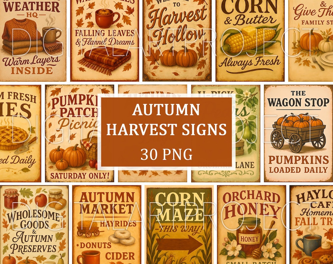 Rustic Autumn Harvest Signs, Rustic Fall Labels, Fall Junk Journal ...