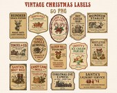 Vintage Christmas Labels png, Vintage Farmhouse Christmas Tags png Hot Cocoa, North Pole Png, Christmas Vintage Labels,Christmas Sublimation